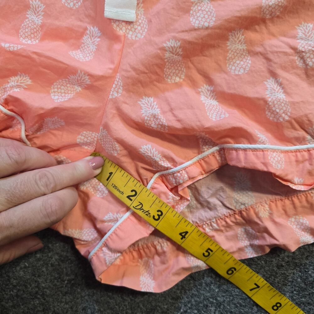 J Crew Pajamas Women Size 2X Orange Pineapples Button Up Short Set Lounge Preppy - Picture 12 of 13